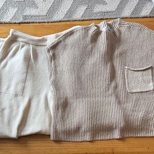 Free People Beige and Cream Knit Set